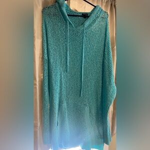 Fun turquoise blue bathing suit cover up “hoodie”.  perfect for the beach!